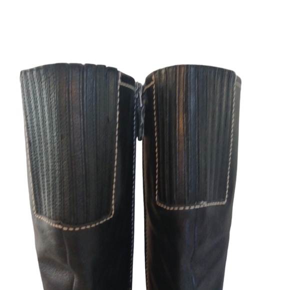 Fossil Black Leather Knee High Wedge Boot Size 8 - Picture 9 of 15